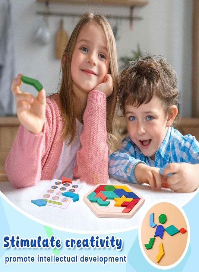 3 otters Wooden Puzzles for Kids, Educational Brain Teaser Game, Shape Sorting Board with Guide Book, Montessori Learning Toys - Image 4